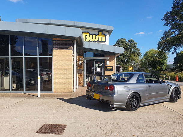 Nissan Skyline R34 GTR V-Spec in for Full Alignment Setup Bush Tyres Spalding